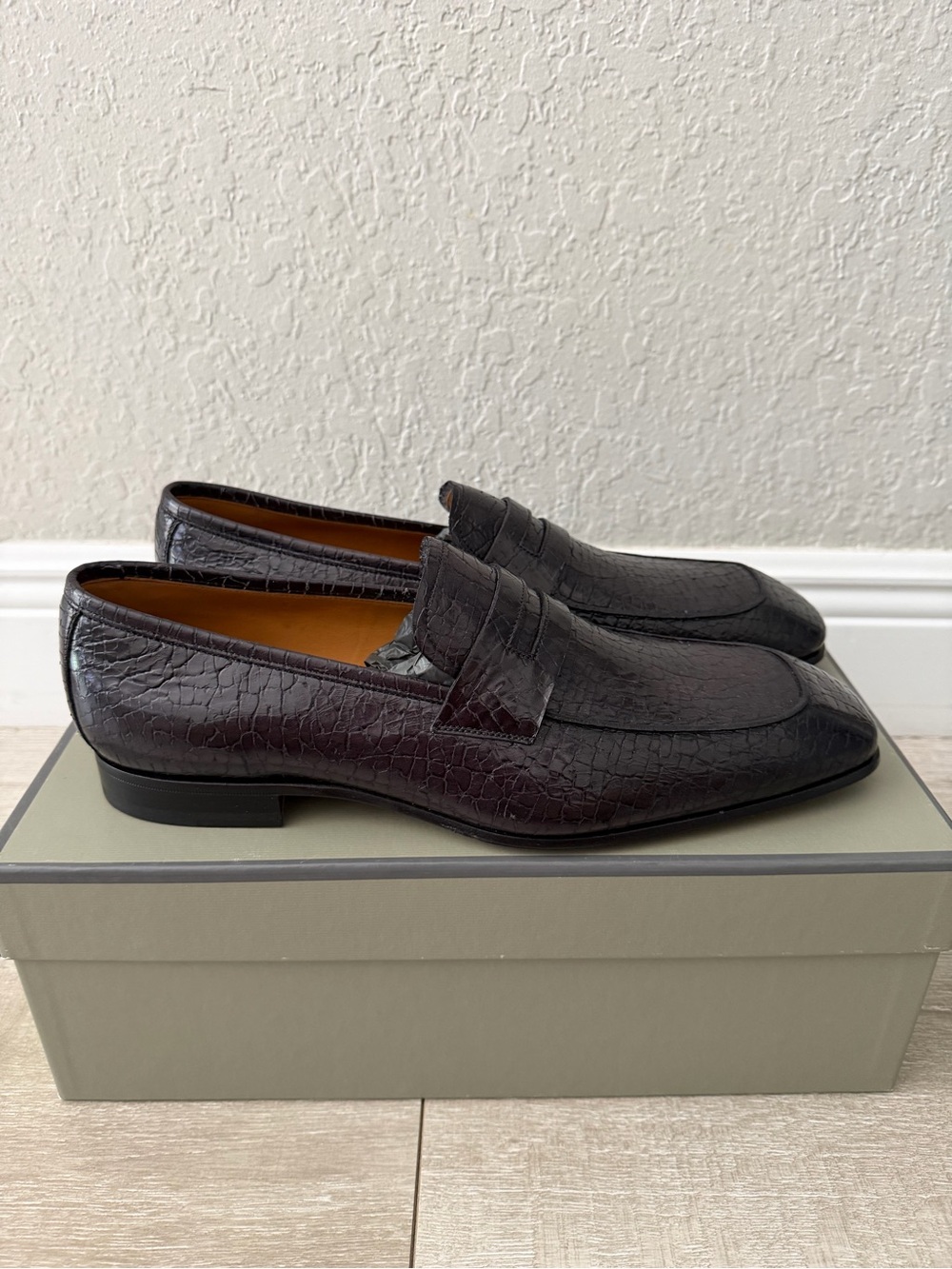 Tom Ford black  Croc-Embossed Leather Penny Loafers men 11.5